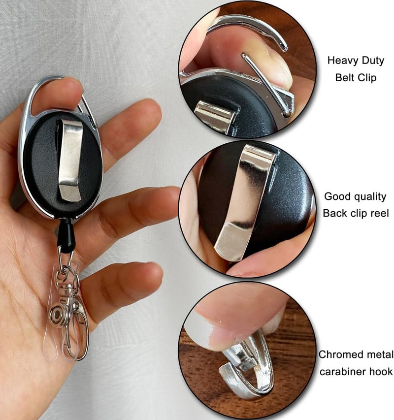 HoAoOo Retractable Badge Reel with Claw Clasp and Clip for Id Card Holders (6Pack) - Image 2